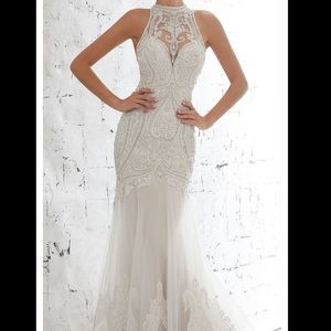 Beautiful beaded halter wedding dress